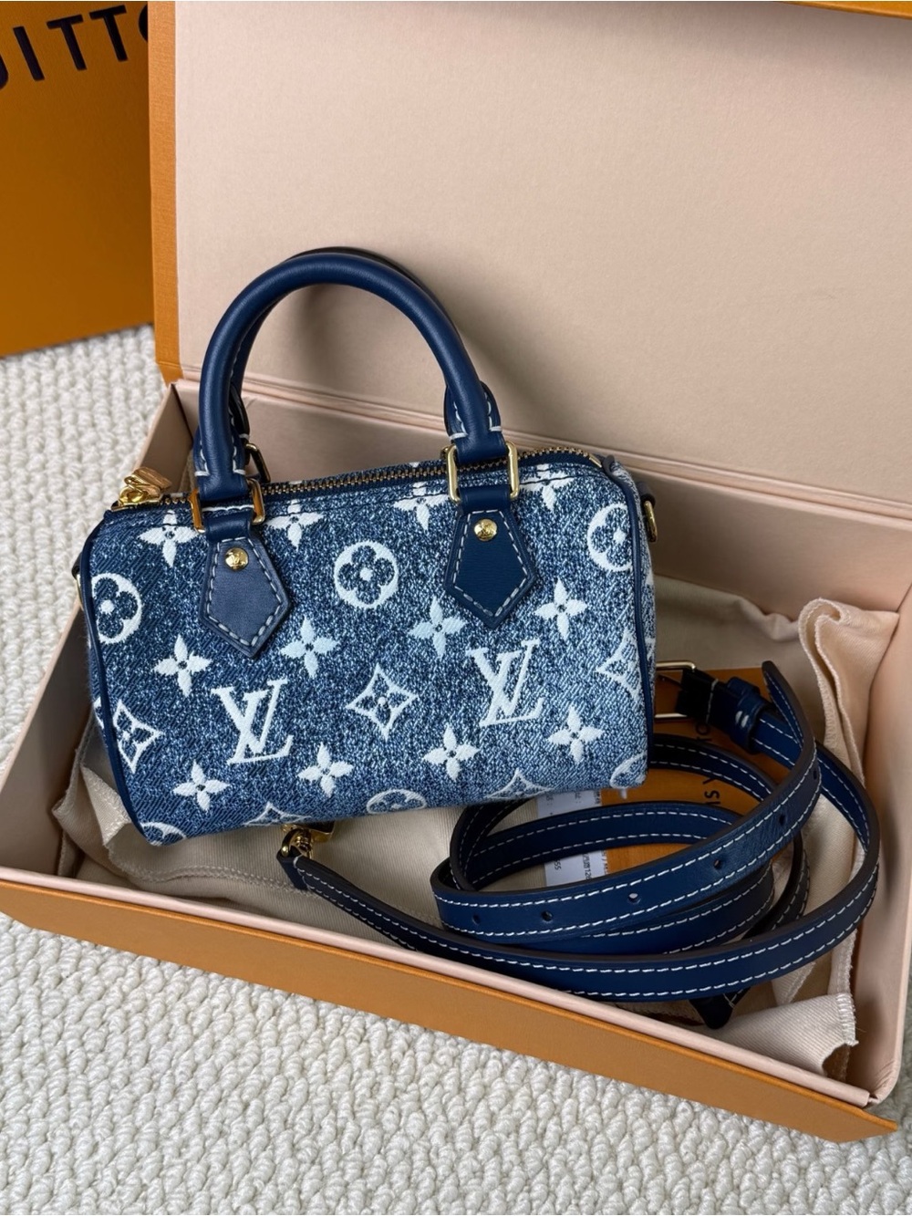 Rare Auth Louis Vuitton Denim Nano Speedy - Picture 2 of 5